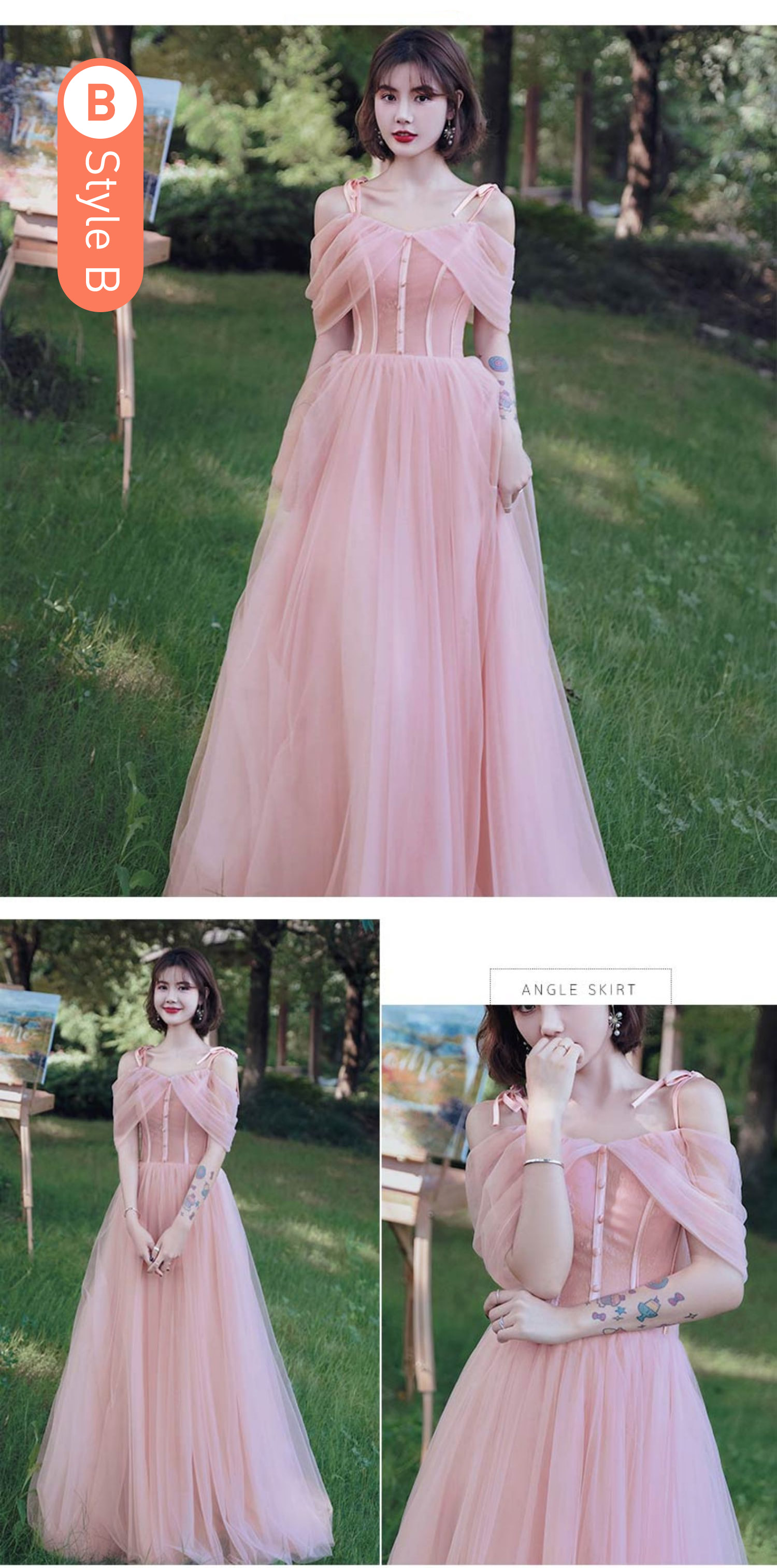 Feminine-Sweet-Pink-Tulle-Bridesmaid-Dress-Prom-Party-Ball-Gown17