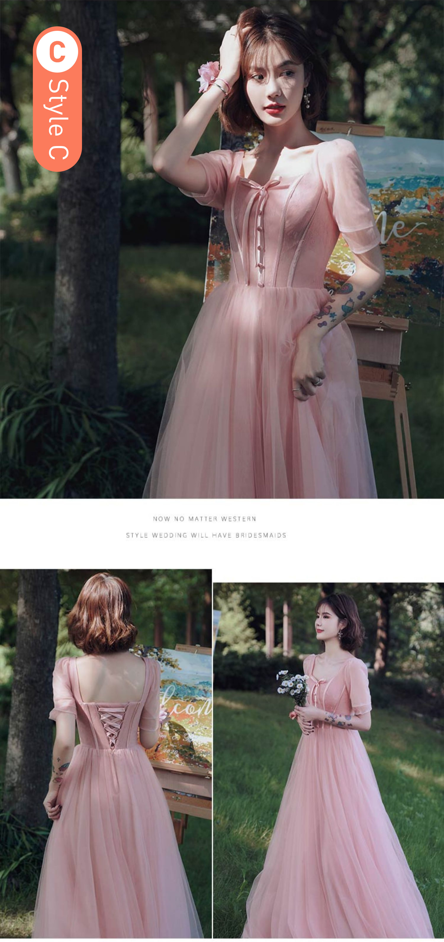 Feminine-Sweet-Pink-Tulle-Bridesmaid-Dress-Prom-Party-Ball-Gown19
