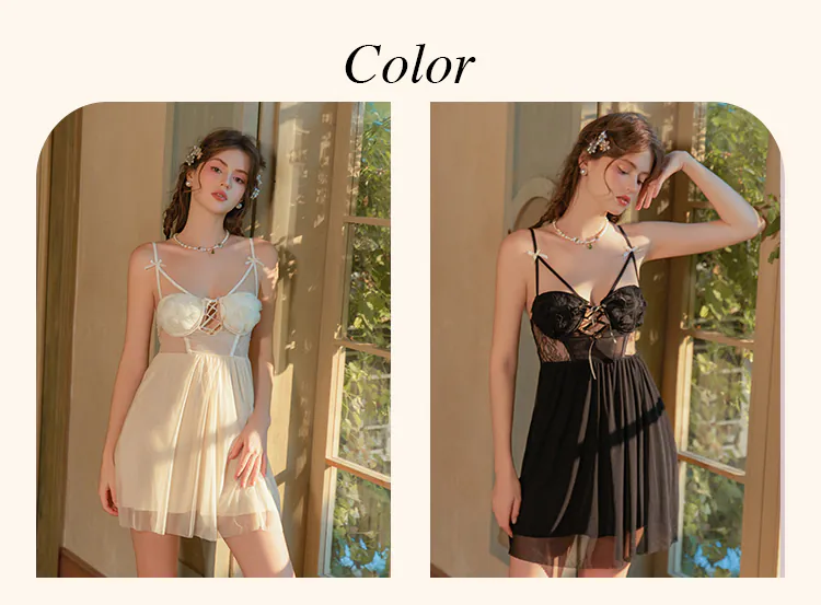 French-Style-Sheer-Mesh-Lace-Up-Corset-Built-In-Bra-Babydoll-Nightgown11
