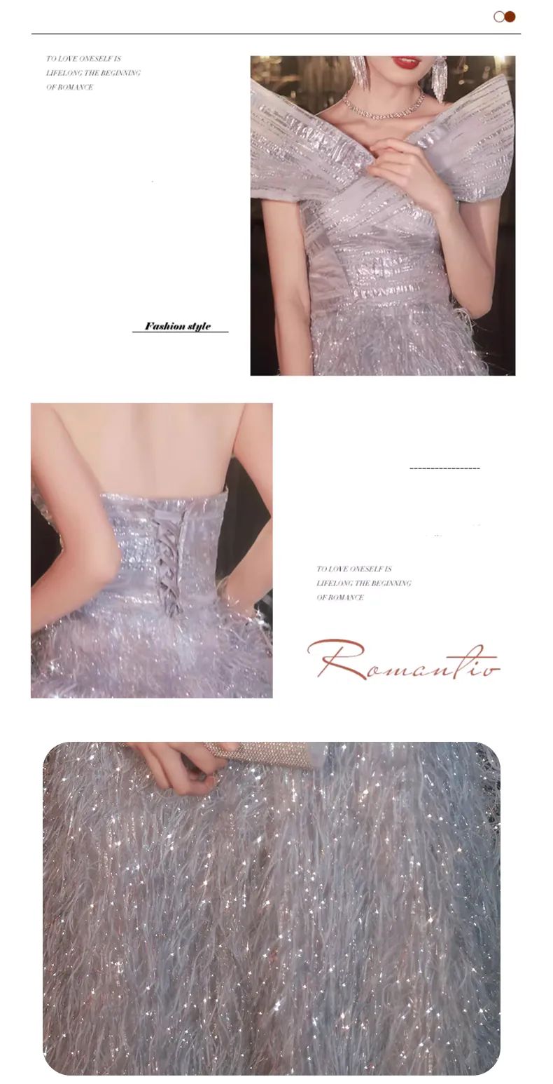 Luxury-Strapless-Feather-Cocktail-Long-Party-Dress-Formal-Evening-Gown10