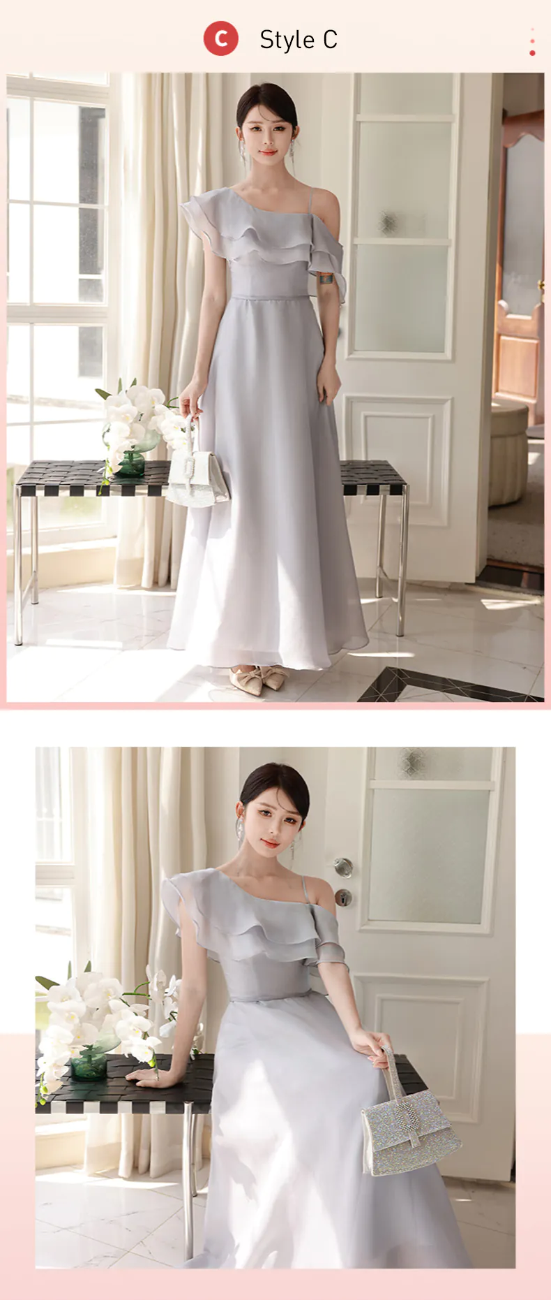 Modest-Light-Gray-Chiffon-Wedding-Party-Bridesmaid-Graduation-Long-Dress19