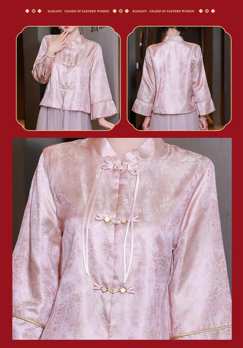 Retro-Blush-Pink-Chinese-Style-Brocade-Top-Tulle-Skirt-Wedding-Guest-Outfit11