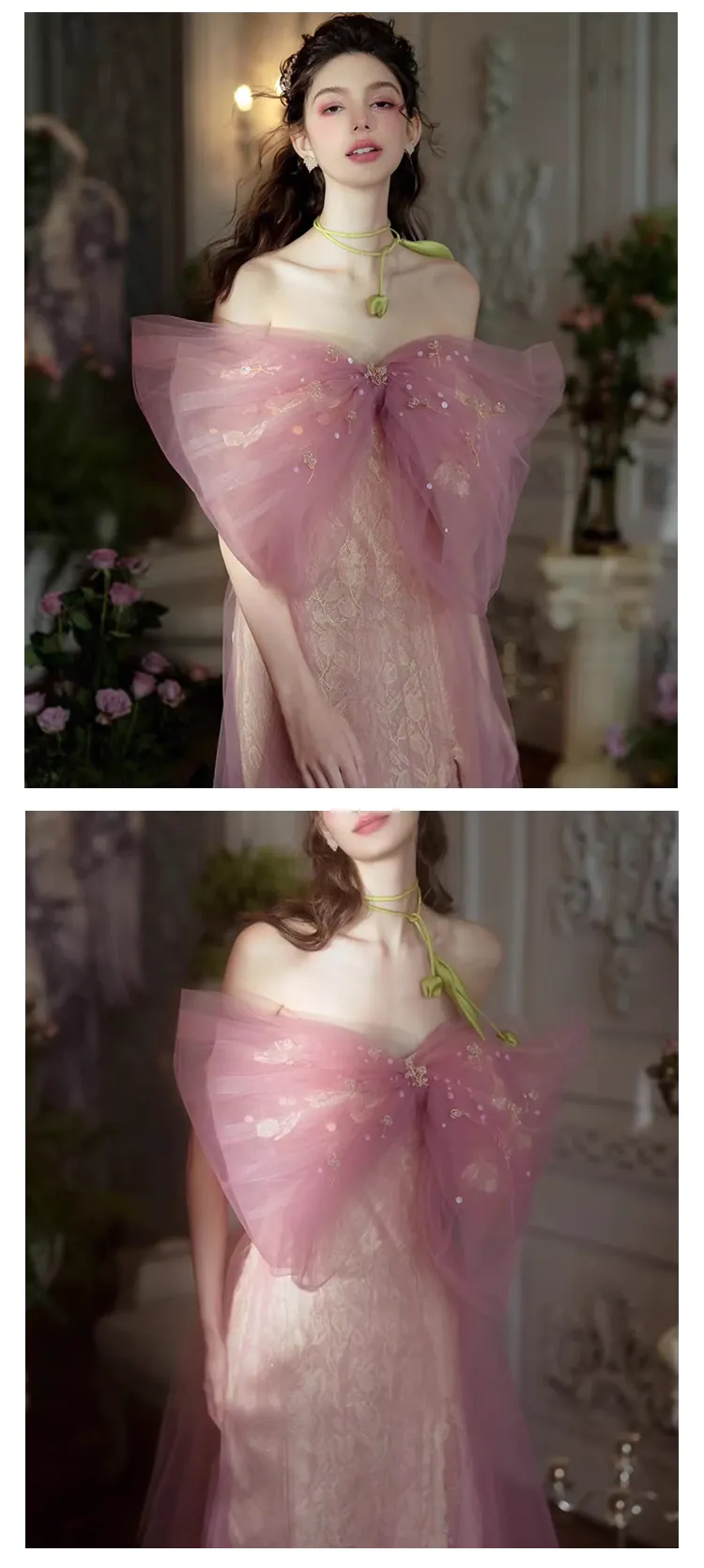 Romantic-Pink-Tulle-Strapless-Cocktail-Party-Prom-Dress-Ball-Gown-with-Bow10