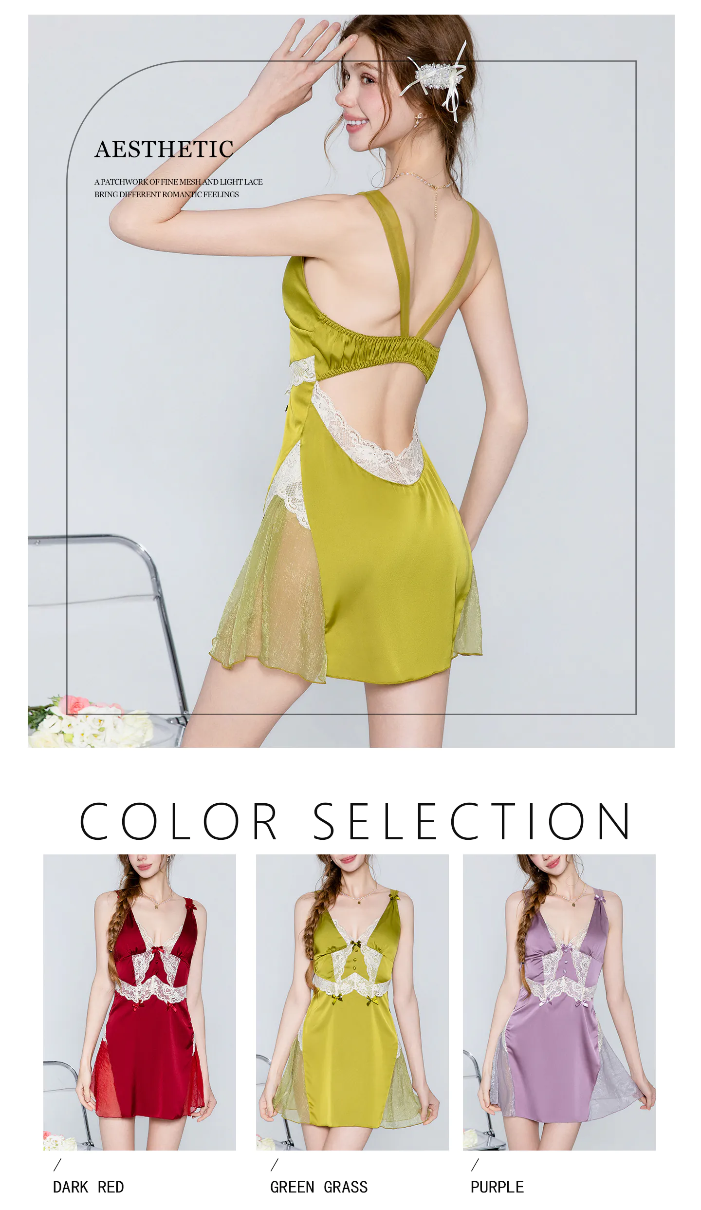 Silky-Satin-Lace-Trim-Built-in-Pads-Cami-Nightdress-Patchwork-Chemise11
