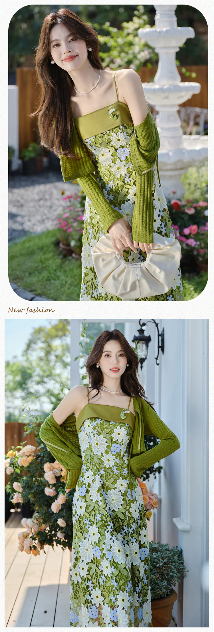 Stylish-Green-Lace-Floral-Slip-Dress-with-Long-Sleeve-Cardigan-Casual-Set10