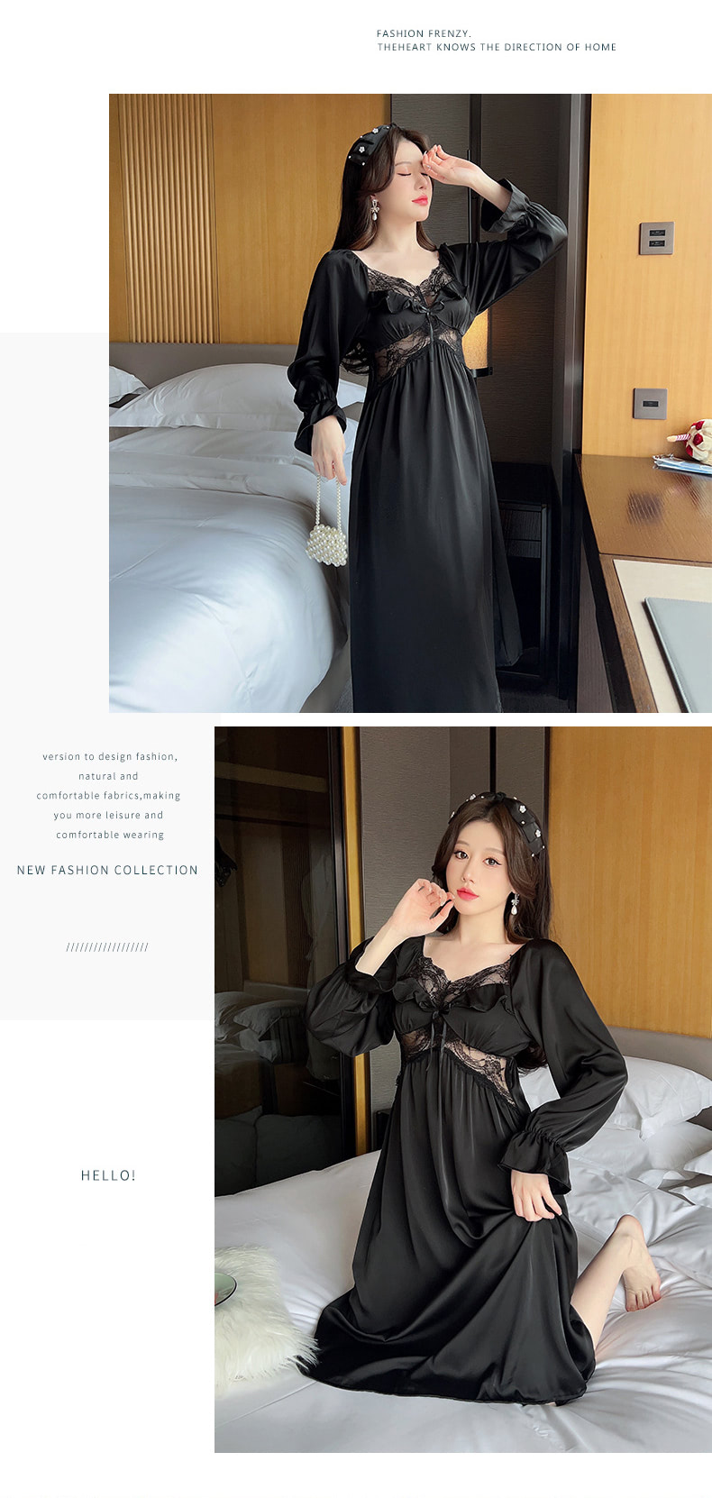 Sweet-Lace-Robe-Long-Sleeve-Satin-Sleepwear-Casual-Home-Wear14