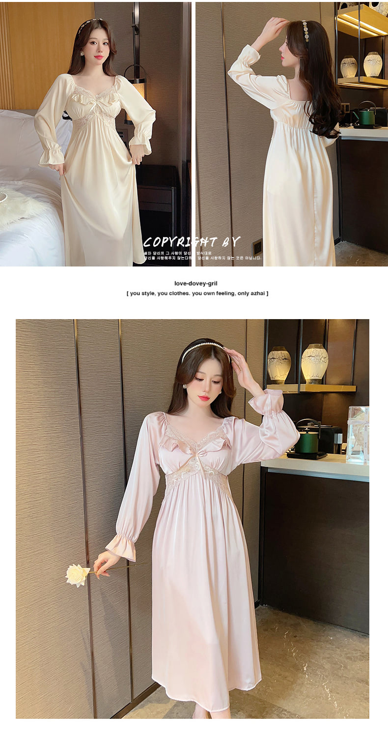 Sweet-Lace-Robe-Long-Sleeve-Satin-Sleepwear-Casual-Home-Wear17