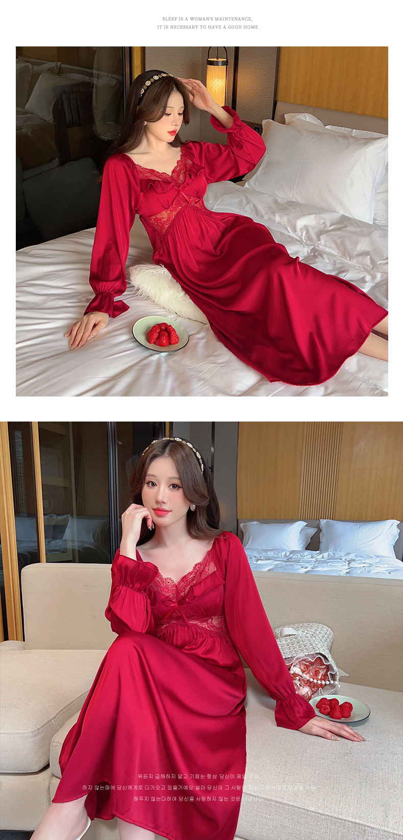 Sweet-Lace-Robe-Long-Sleeve-Satin-Sleepwear-Casual-Home-Wear20