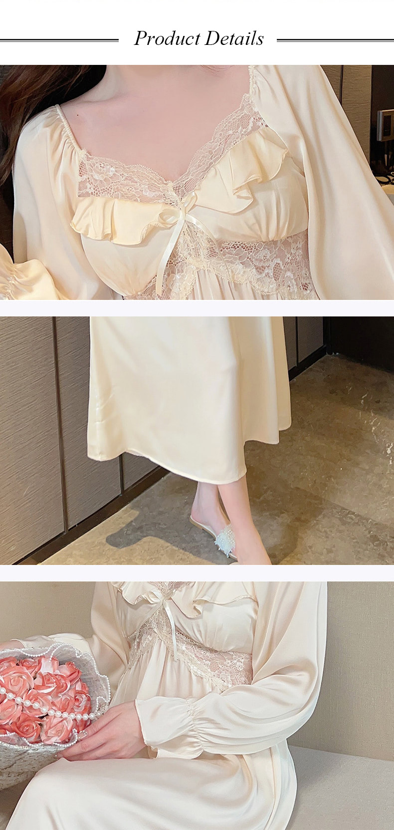 Sweet-Lace-Robe-Long-Sleeve-Satin-Sleepwear-Casual-Home-Wear21
