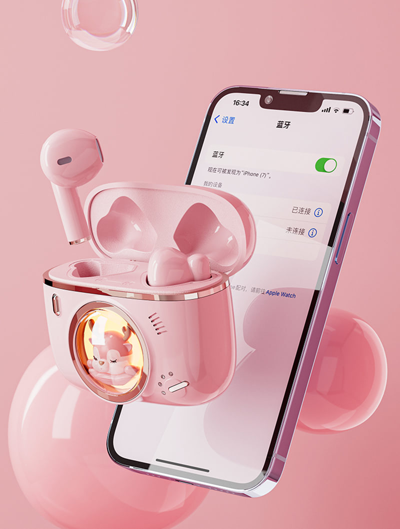 Cute Bluetooth Hi Fi Stereo Bass Wireless Earbuds with Charging Case03