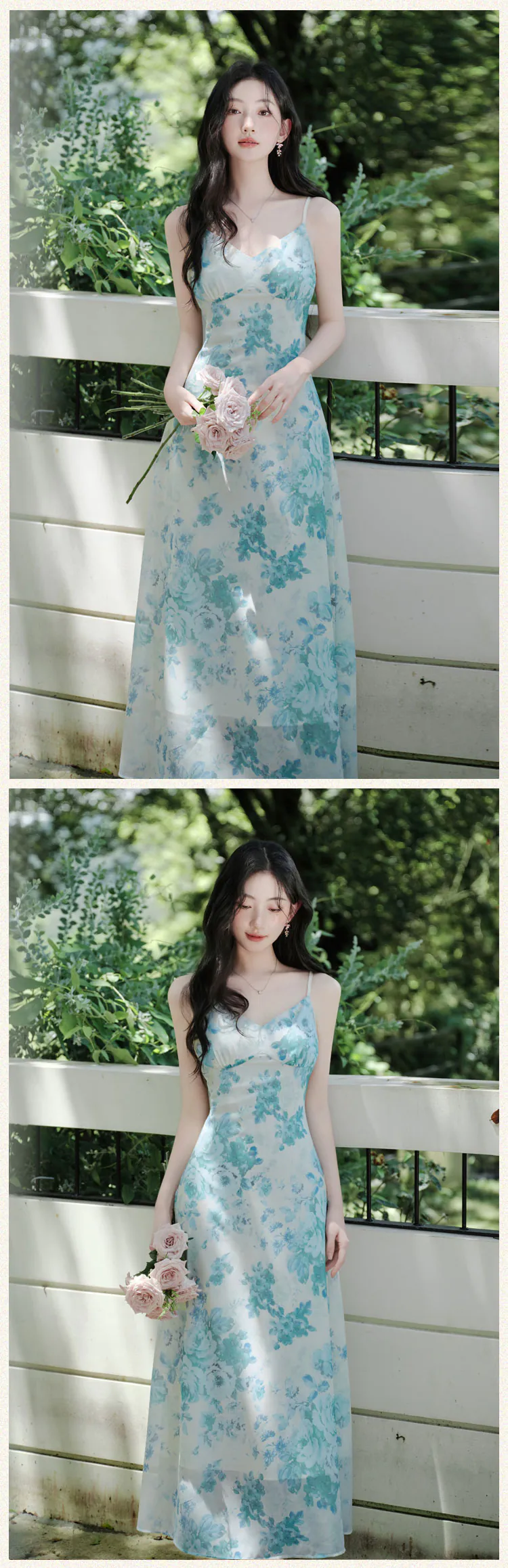 Soft-Pastel-Blue-Floral-Chiffon-Dress-with-Long-Bell-Sleeve-Ruffle-Cardigan-Set15
