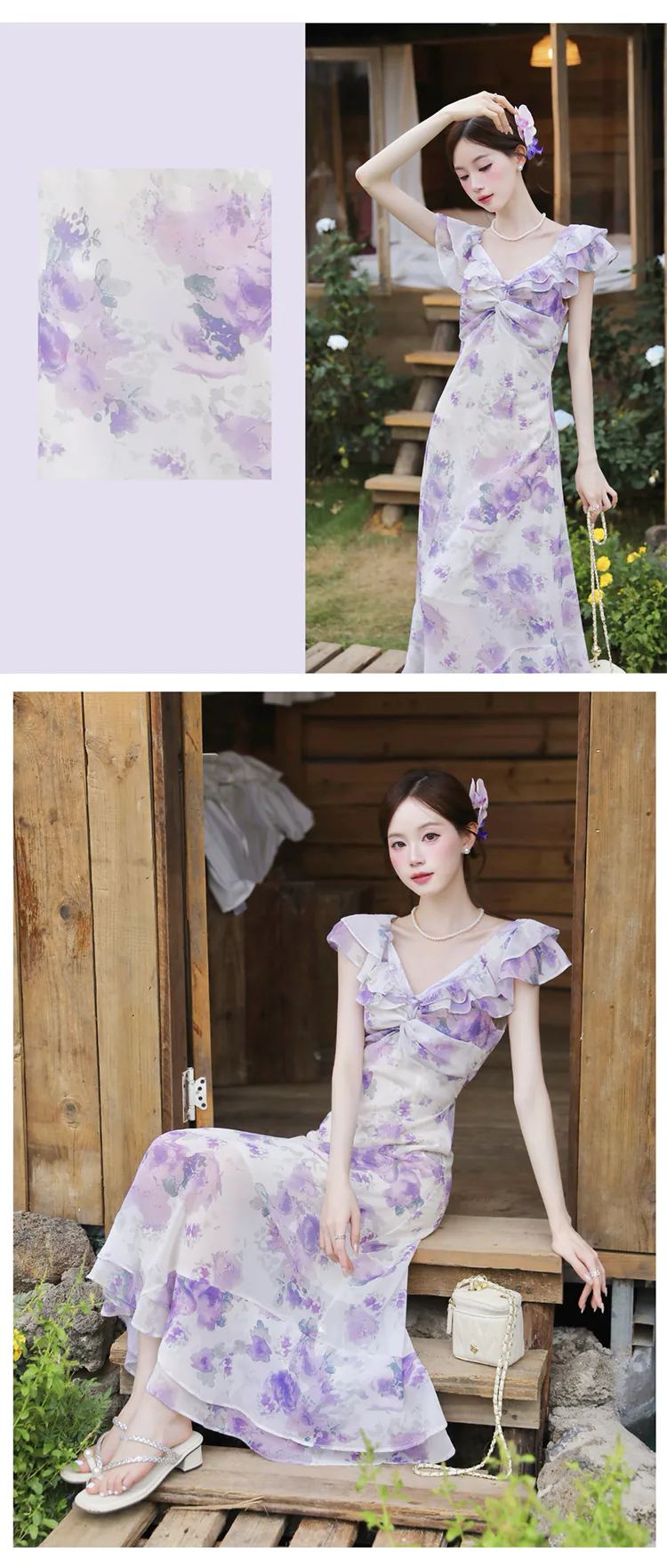 Vintage-Lavender-Floral-Print-Chiffon-Ruffle-Neckline-Summer-Casual-Dress08