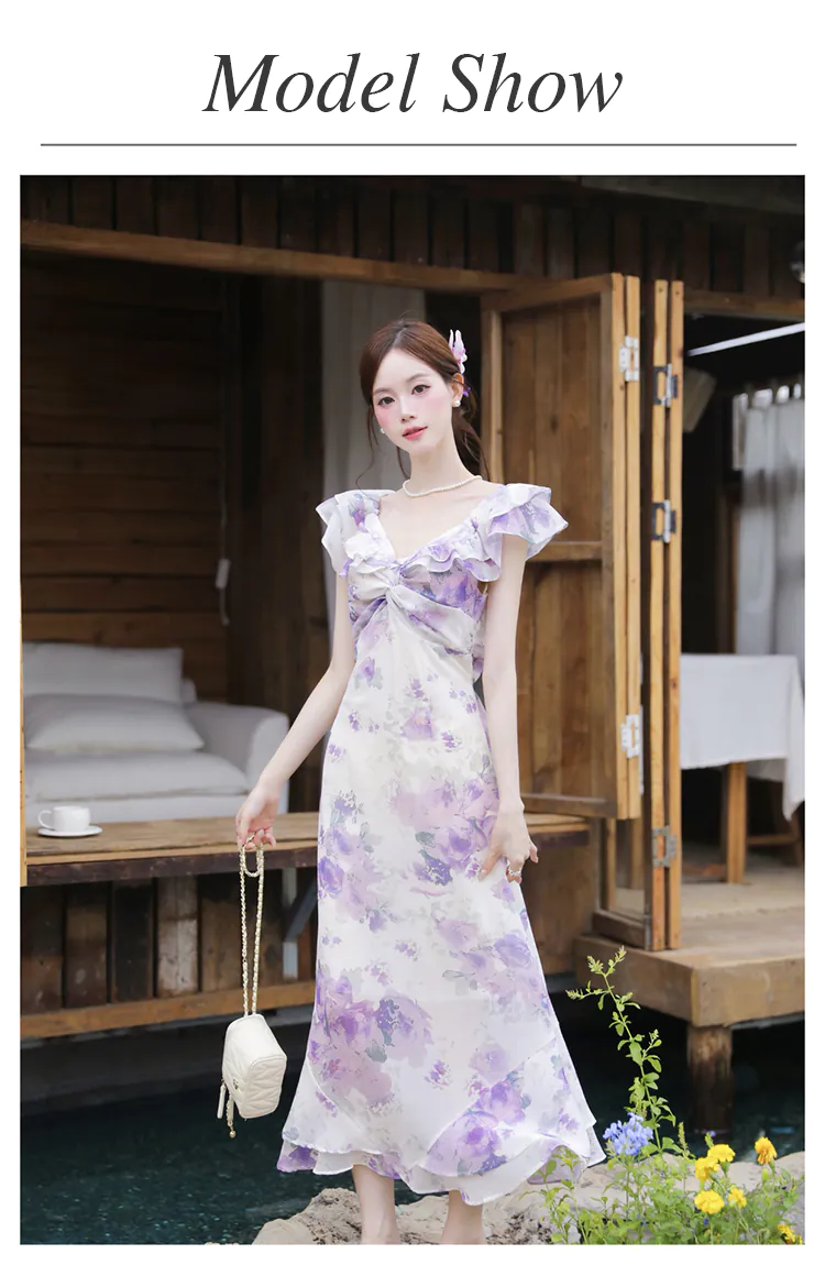 Vintage-Lavender-Floral-Print-Chiffon-Ruffle-Neckline-Summer-Casual-Dress09