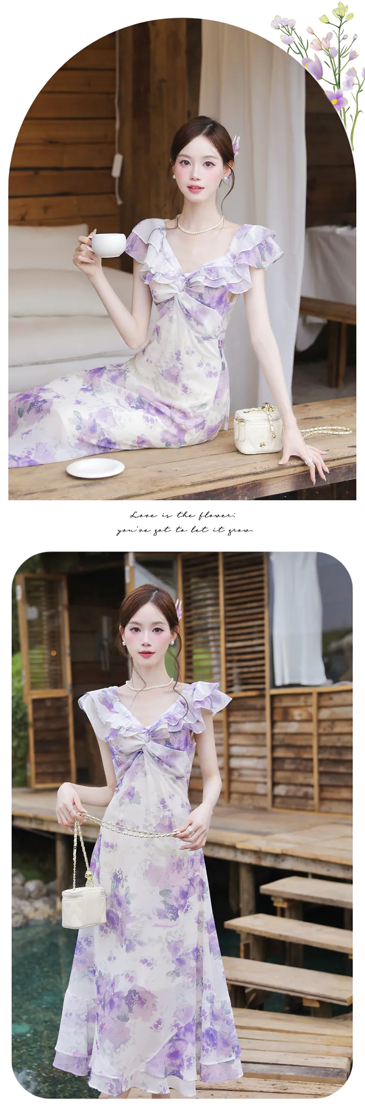 Vintage-Lavender-Floral-Print-Chiffon-Ruffle-Neckline-Summer-Casual-Dress10
