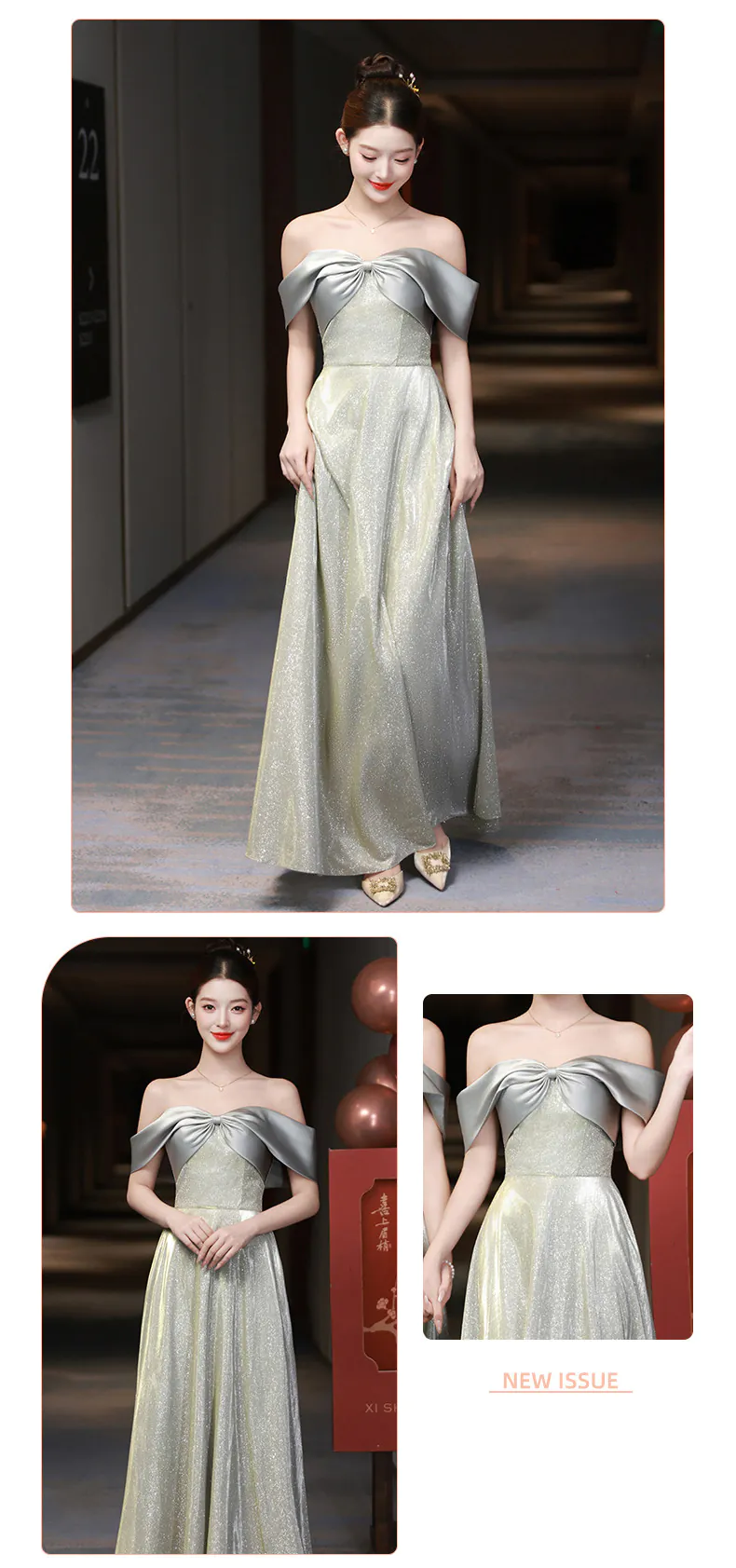 A-Line-Glittering-Metallic-Grey-Satin-Formal-Bridesmaid-Dress-Evening-Gown16