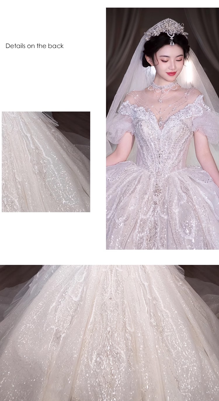 Beautiful-Off-the-Shoulder-Princess-White-Lace-Bridal-Wedding-Dress11
