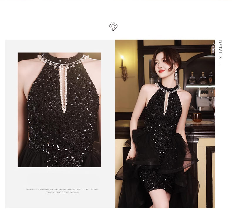 Elegant-Black-Sparkly-High-Low-Tulle-Skirt-Halter-Cocktail-Party-Prom-Dress09