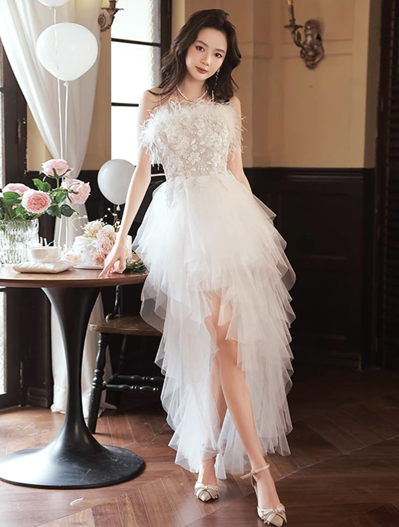 Fairy-High-low-Sleeveless-White-Prom-Party-Dress-Feather-Evening-Gown15