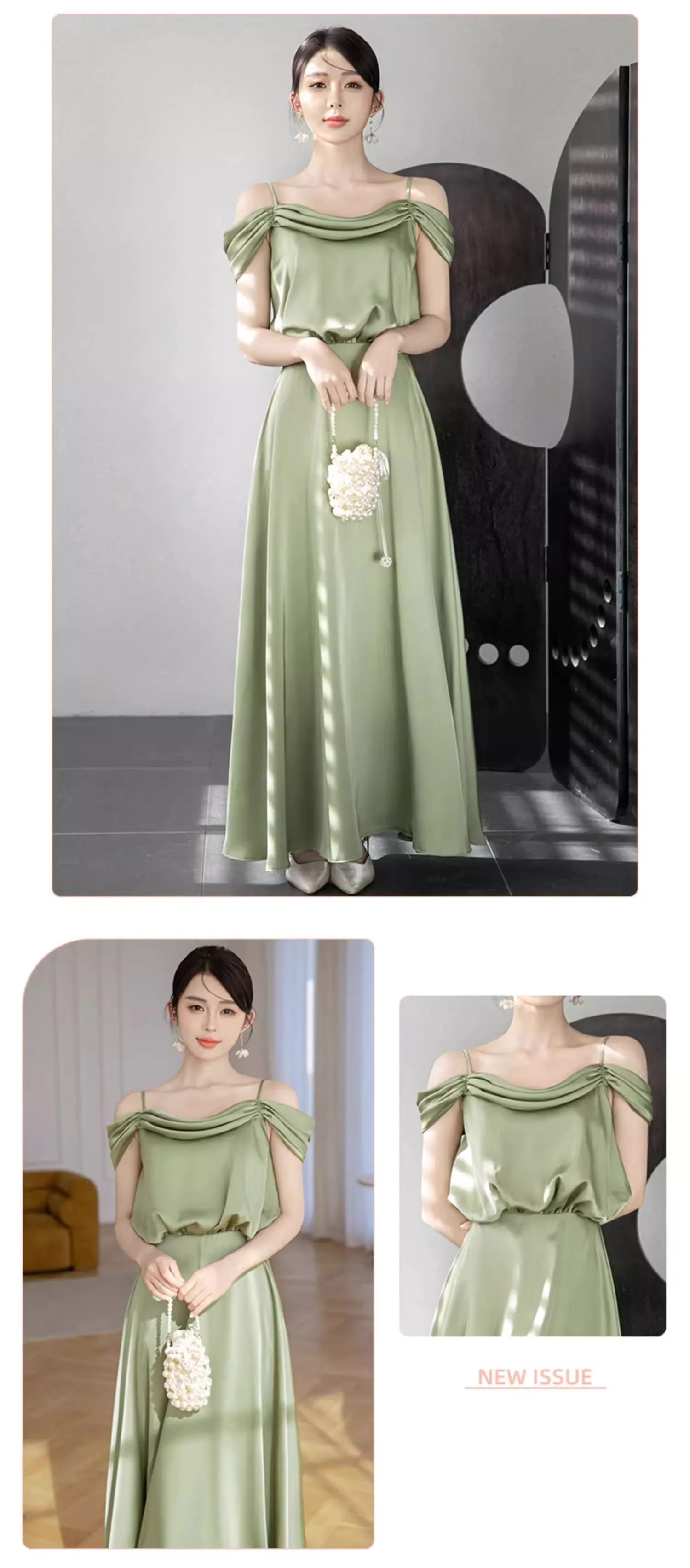 Green-Satin-Bridesmaid-Cocktail-Party-Dress-Wedding-Guest-Formal-Gown14