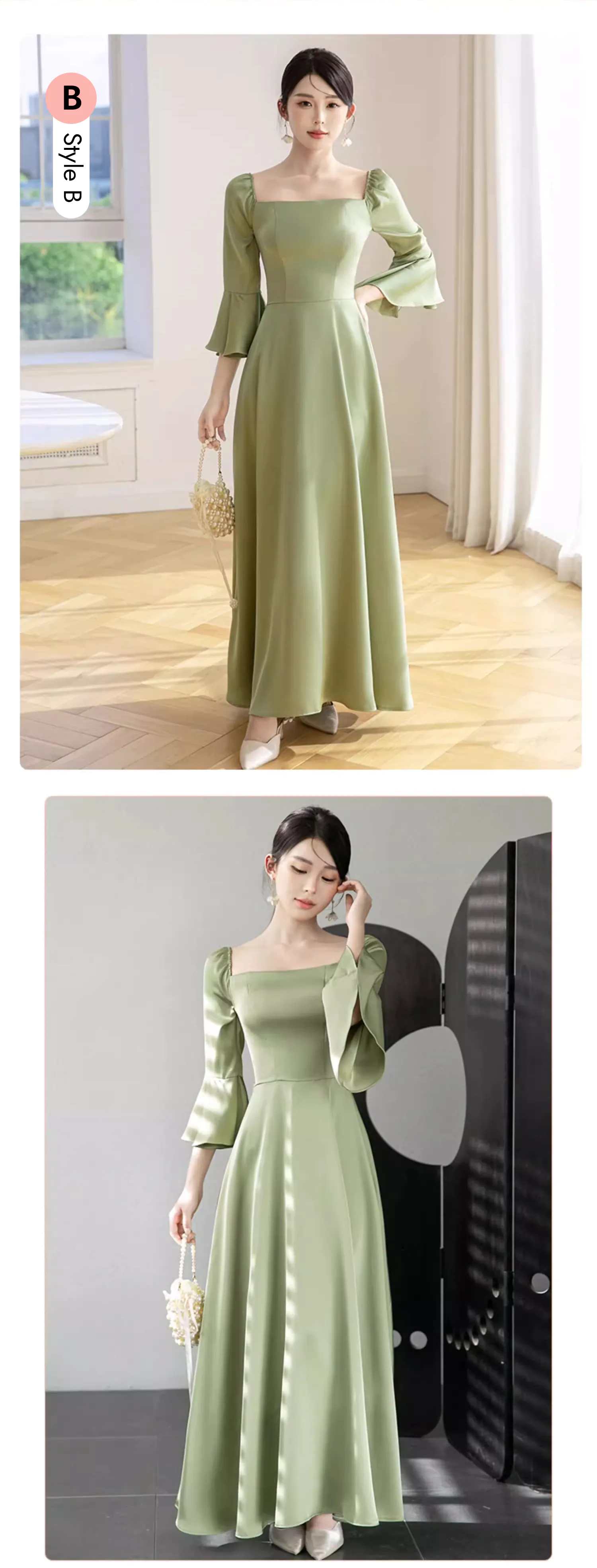 Green-Satin-Bridesmaid-Cocktail-Party-Dress-Wedding-Guest-Formal-Gown16
