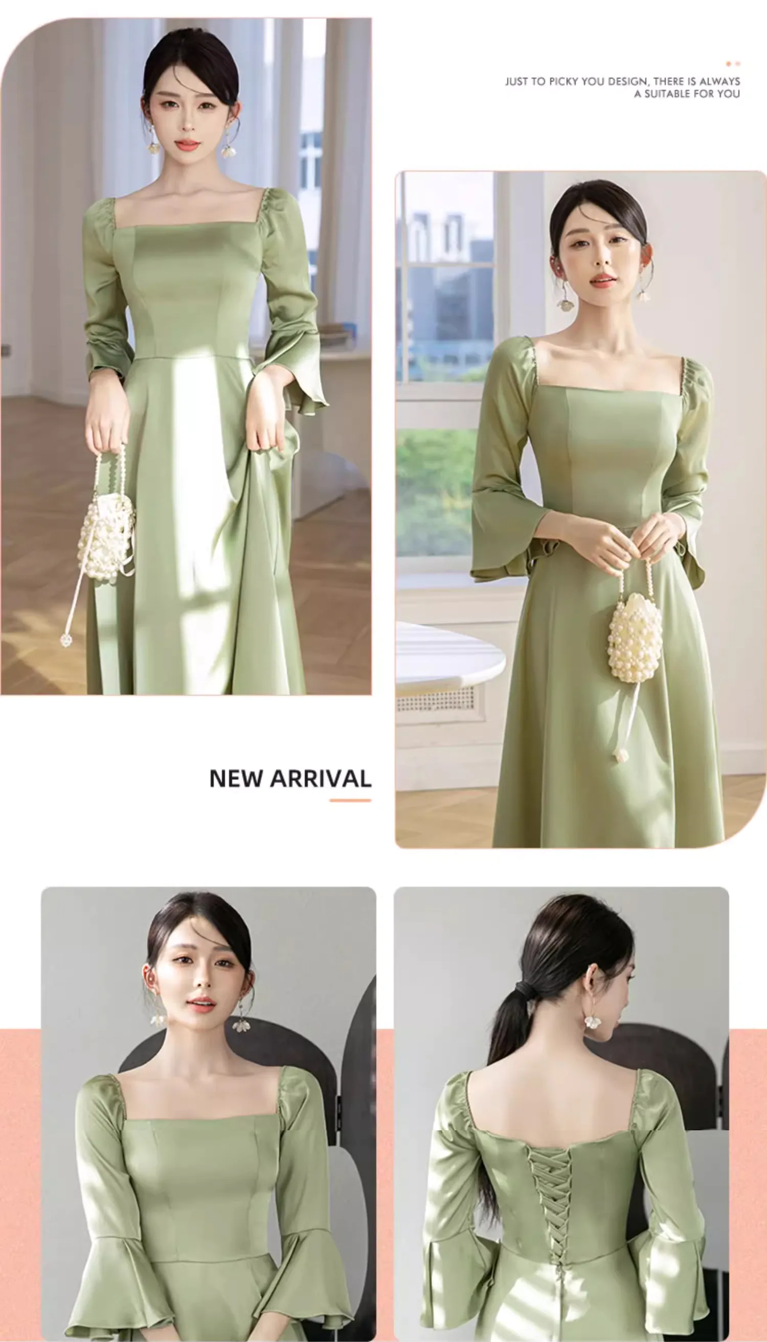 Green-Satin-Bridesmaid-Cocktail-Party-Dress-Wedding-Guest-Formal-Gown17
