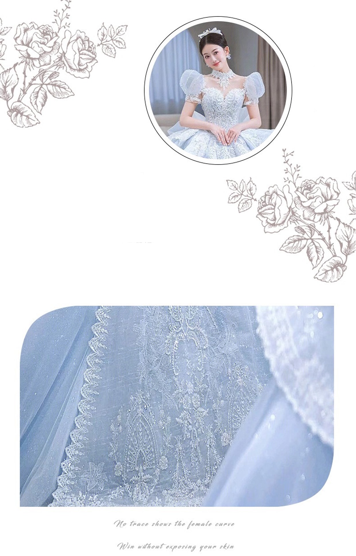 Luxury-A-Line-Short-Sleeve-Blue-Wedding-Dress-Bridal-Formal-Gowns09