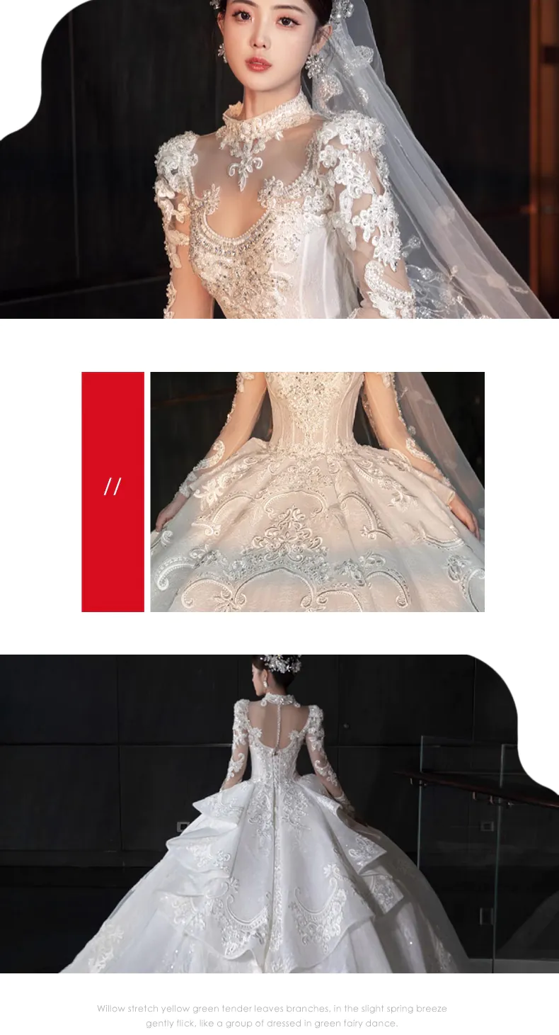 Luxury-Sheer-Lace-Long-Sleeve-White-Bride-Weeding-Ceremony-Party-Dress08