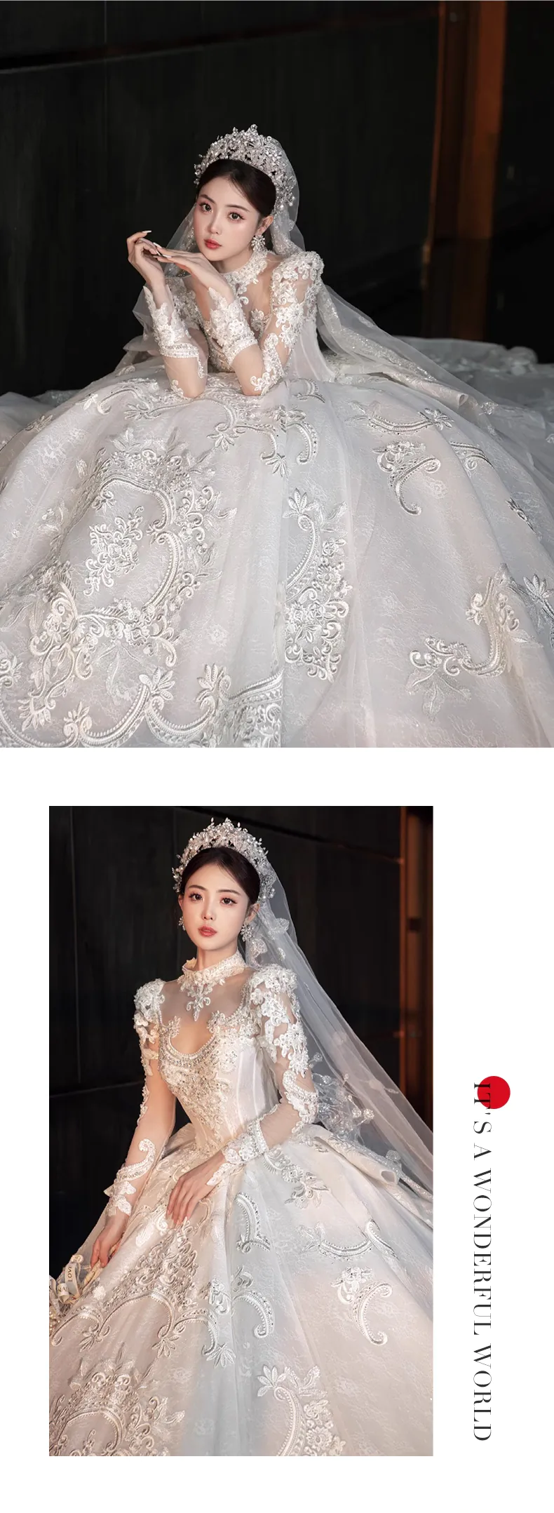 Luxury-Sheer-Lace-Long-Sleeve-White-Bride-Weeding-Ceremony-Party-Dress11