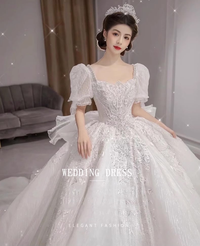 Luxury-Shining-Square-Neck-Lace-White-Long-Flowing-Wedding-Dress08