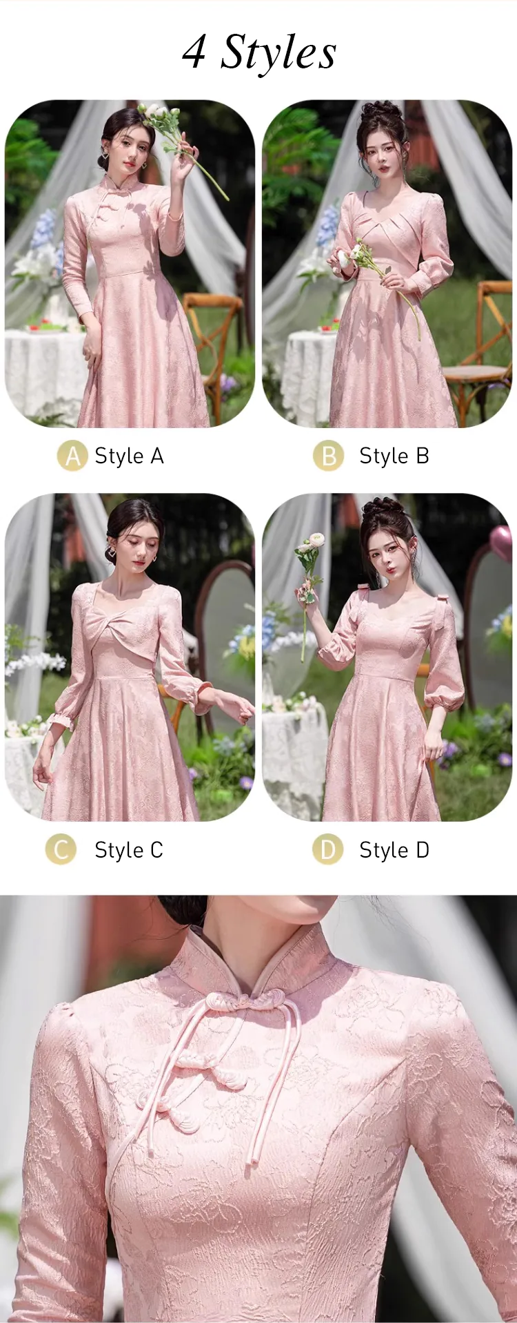 Pink-Jacquard-Fall-Winter-Wedding-Party-Long-Sleeve-Bridesmaid-Dress12