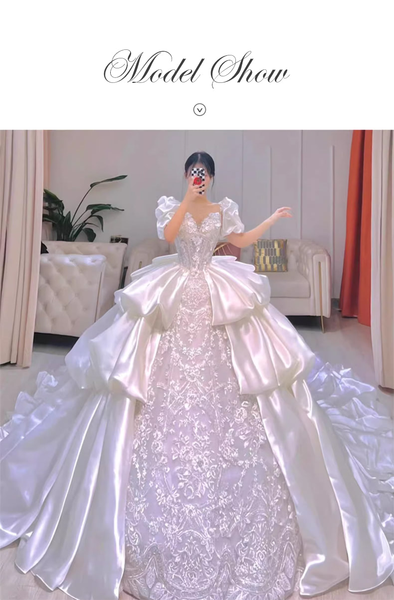 Retro-Princess-Embroidery-Puff-Sleeves-White-Satin-Bride-Wedding-Dress11