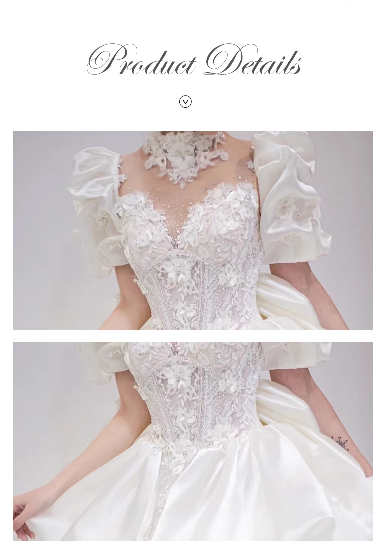 Retro-Princess-Embroidery-Puff-Sleeves-White-Satin-Bride-Wedding-Dress16