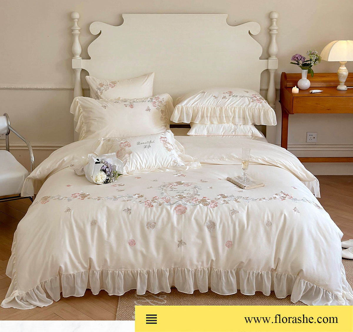Romantic-100s-Pure-Cotton-Flower-Embroidery-White-Bedding-4-Pcs-Set07