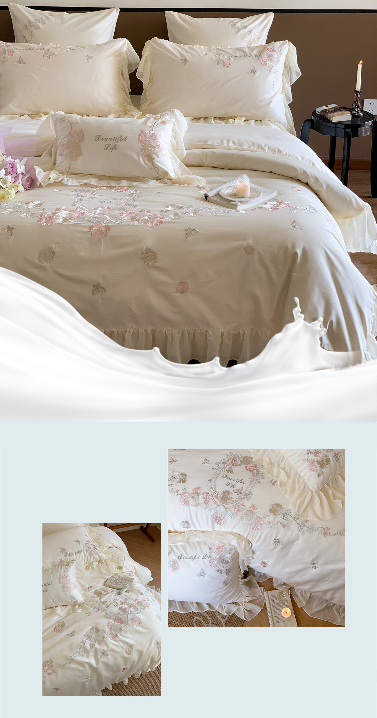 Romantic-100s-Pure-Cotton-Flower-Embroidery-White-Bedding-4-Pcs-Set10
