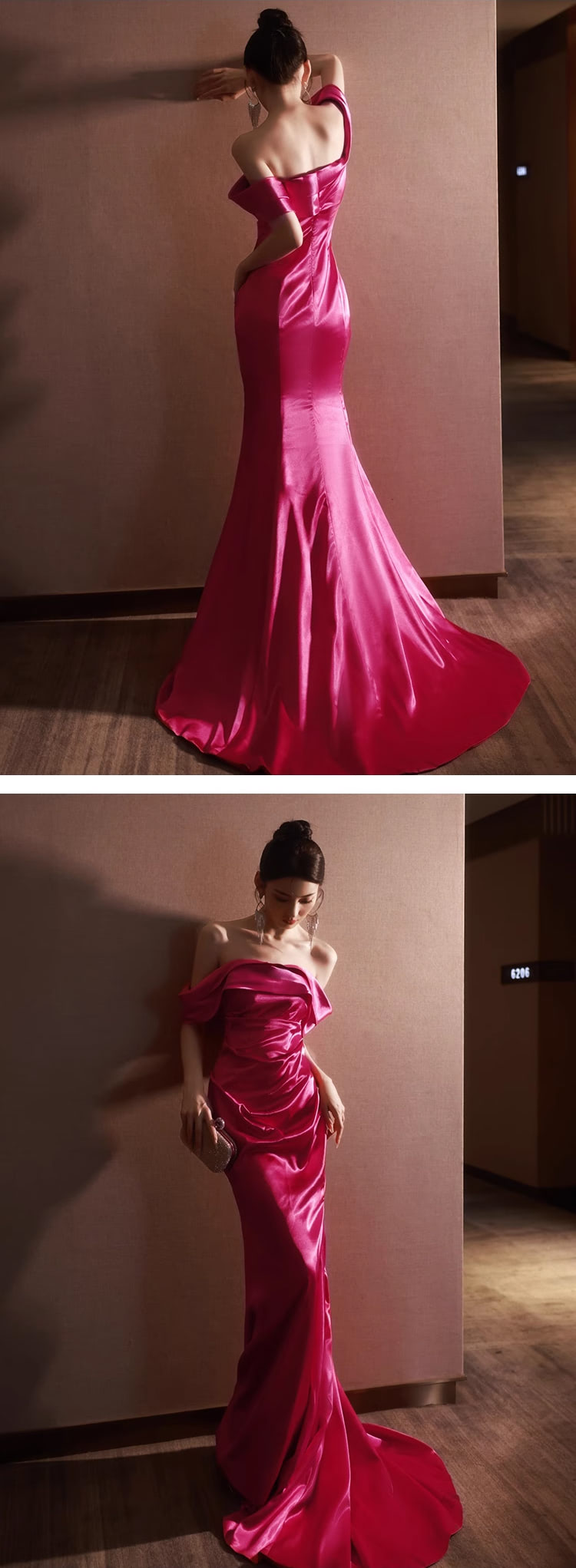 Sexy-Rose-Red-Off-Shoulder-Satin-Fishtail-Evening-Dress-Maxi-Gown12