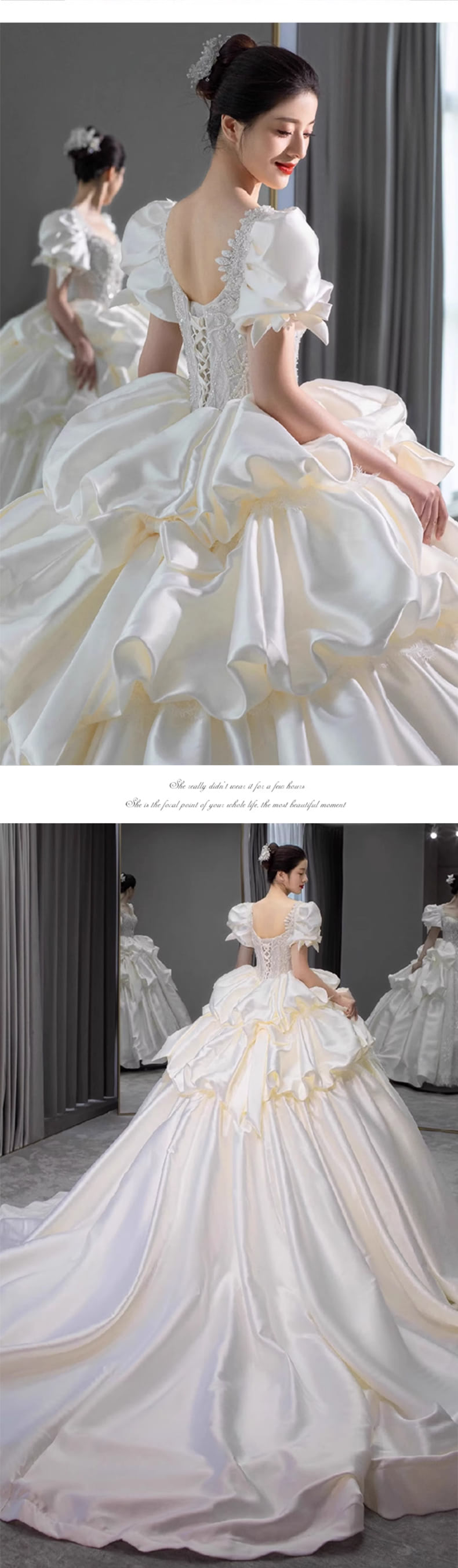 Sexy-Square-Neck-Short-Sleeve-White-Satin-Wedding-Dress-with-Long-Train13