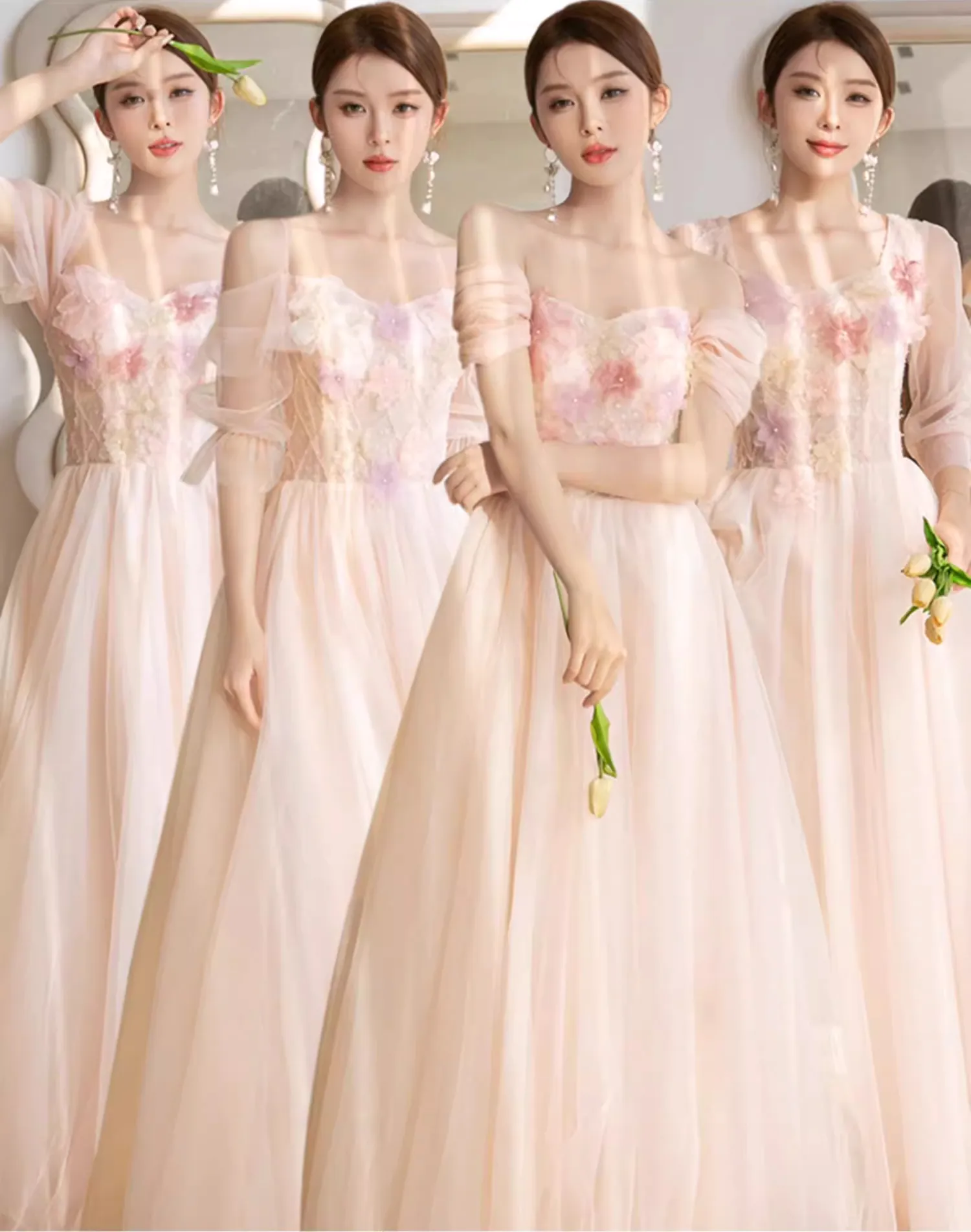 Sweet-Embroidery-Summer-Floral-Pink-Chiffon-Bridesmaid-Long-Dress11