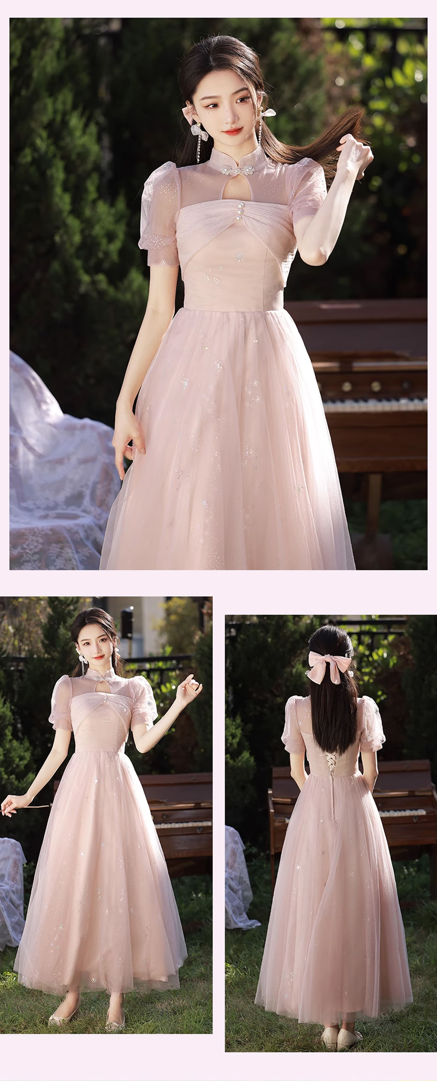 Sweet-Princess-Pink-Graduation-Birthday-Party-Bridesmaid-Long-Dress17