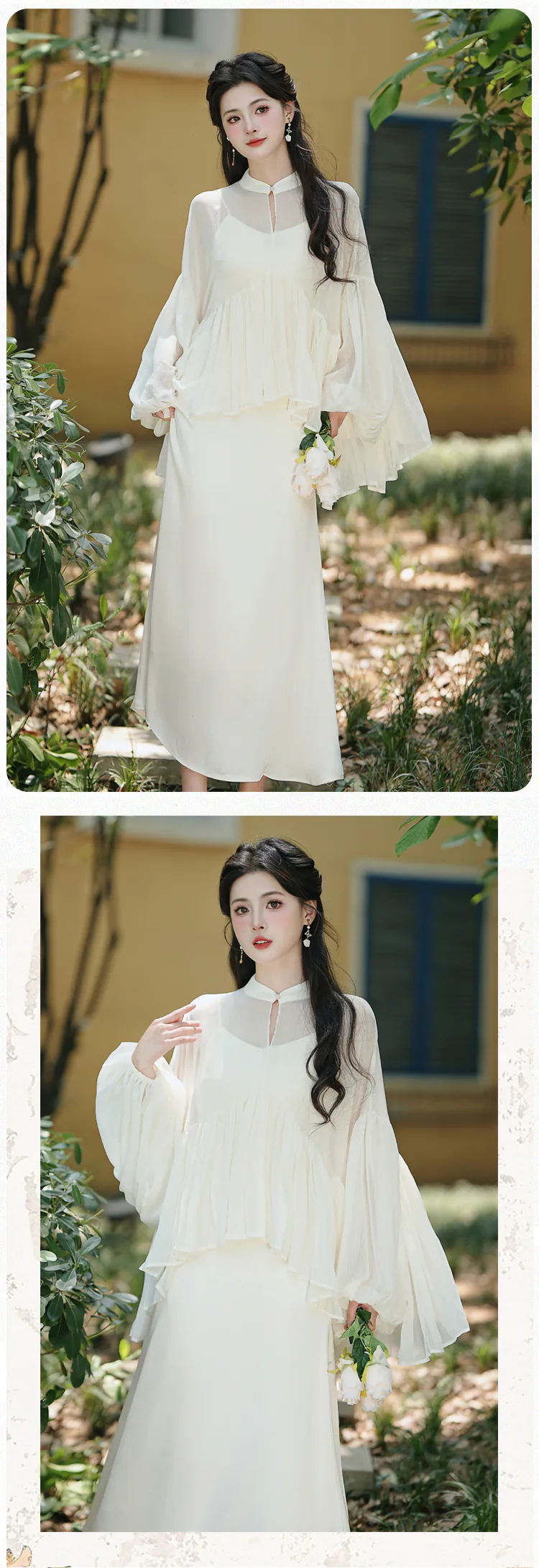 A-line-White-Long-Sleeve-Lose-Fit-Flowy-Chiffon-Summer-Casual-Outfit09