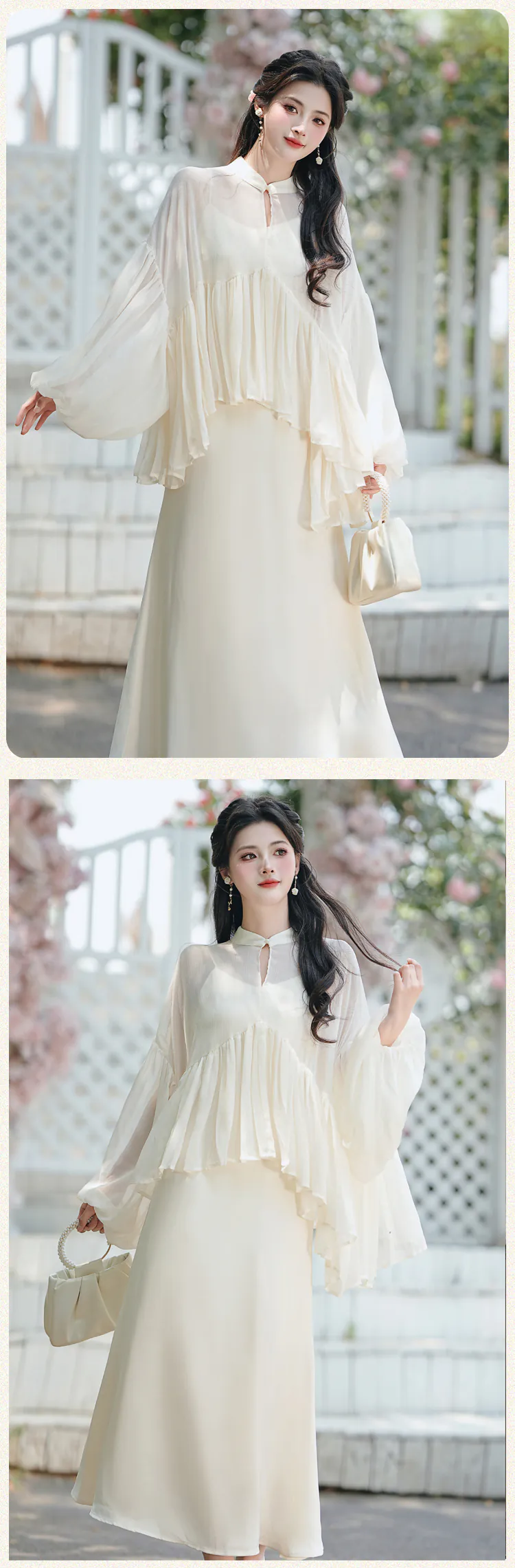 A-line-White-Long-Sleeve-Lose-Fit-Flowy-Chiffon-Summer-Casual-Outfit12