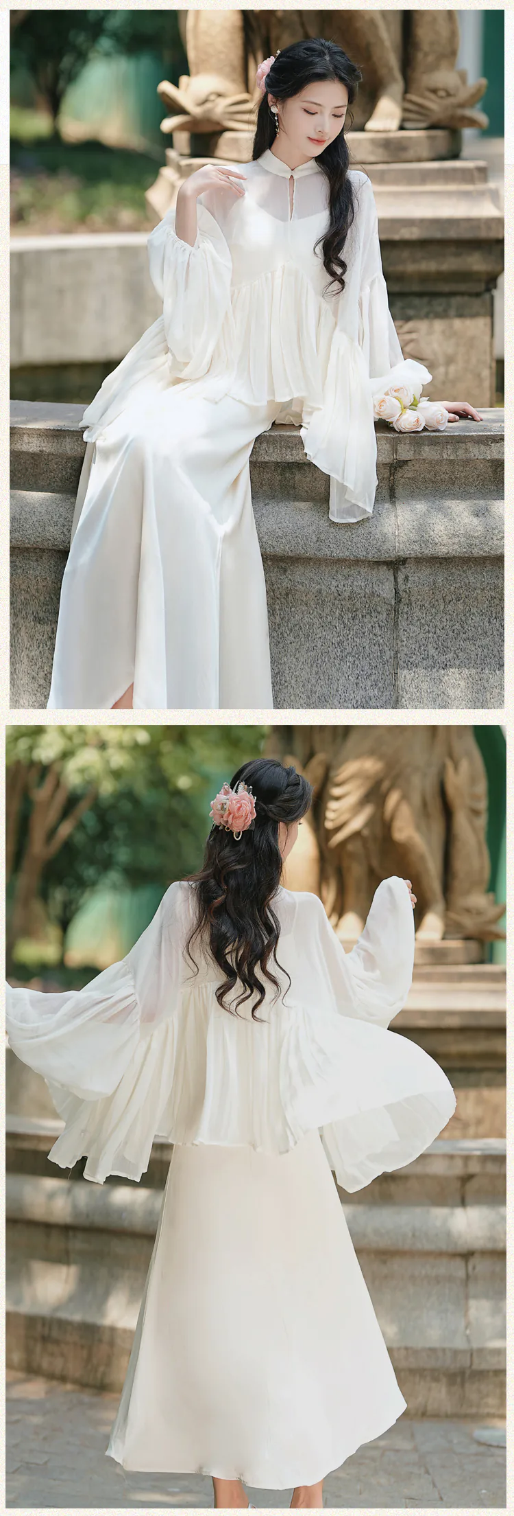 A-line-White-Long-Sleeve-Lose-Fit-Flowy-Chiffon-Summer-Casual-Outfit14