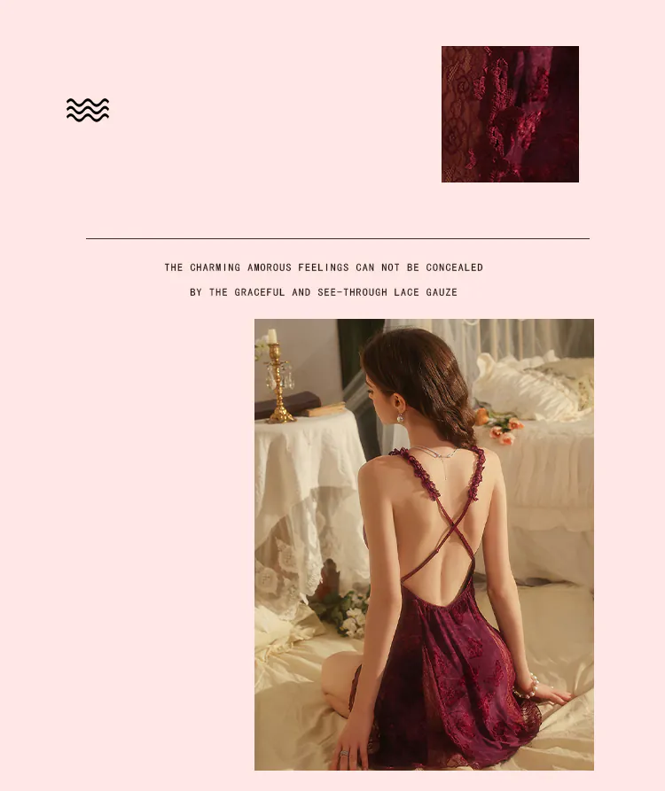 Purple-Velvet-V-Neck-Lace-Trim-Open-Back-Push-Up-Padded-Cami-Nightgown08
