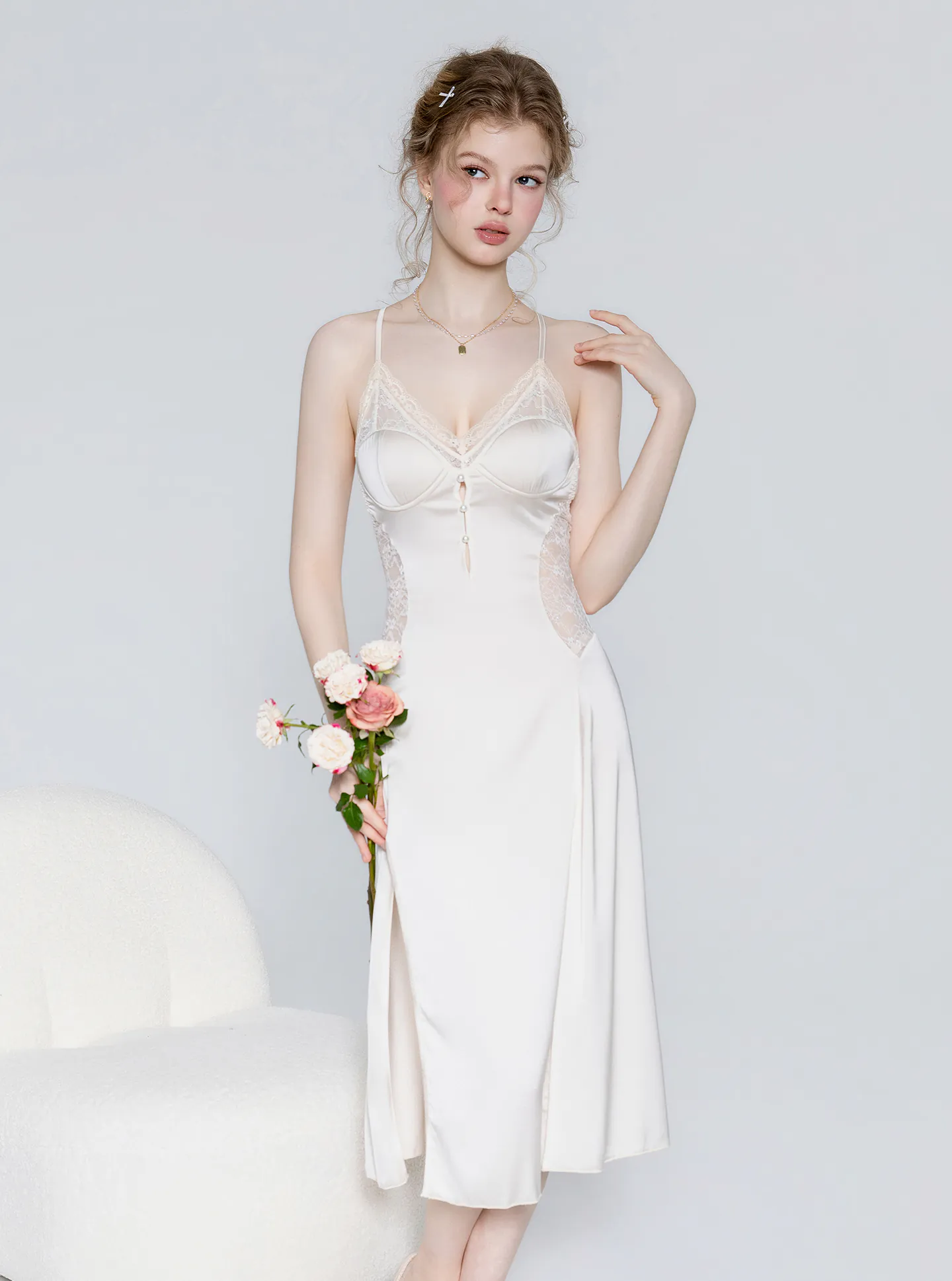 Sexy-Backless-Deep-V-Neck-High-Slit-Lace-Babydoll-Nightgown-Sleepwear16