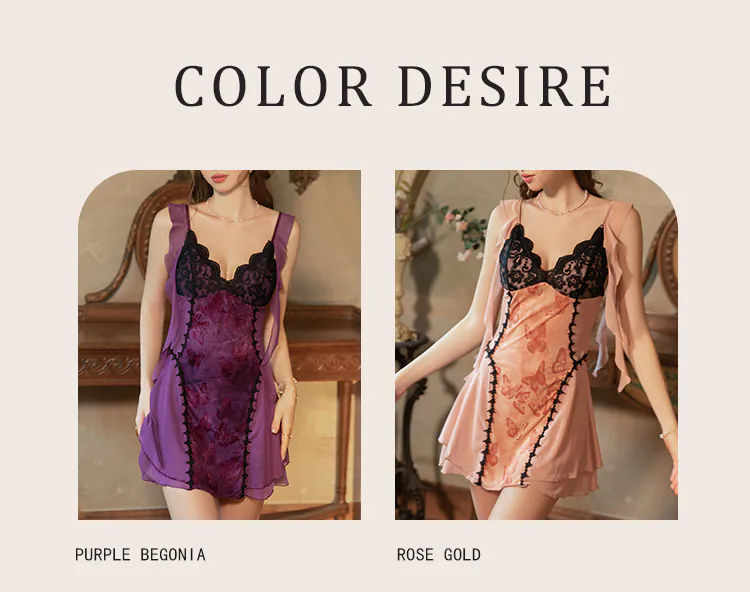 Sexy-Backless-Flocked-Butterfly-Print-Lace-Trim-Mesh-Padded-Nightdress11