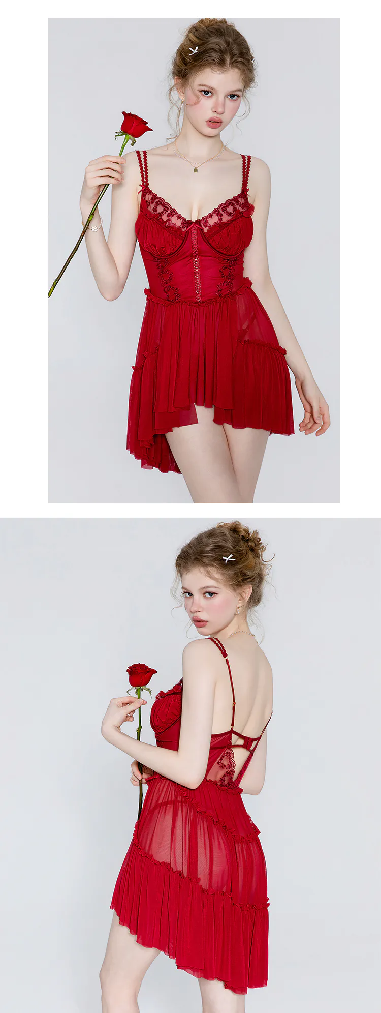 Sheer-Tulle-Ruffled-Strap-Corset-Style-Layered-Chiffon-Skirt-Nightwear15
