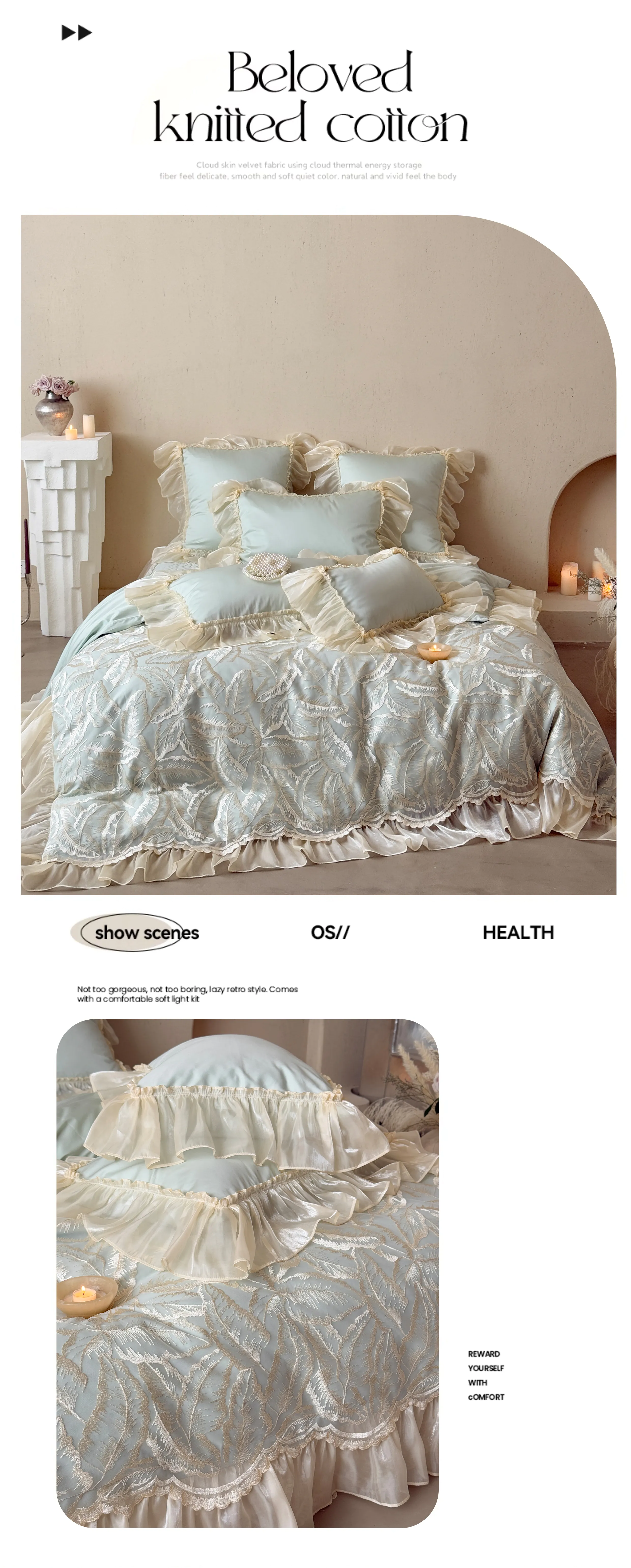 Soft-100S-Egyptian-Cotton-Leaf-Jacquard-Pleated-Ruffle-Duvet-Cover-Set09