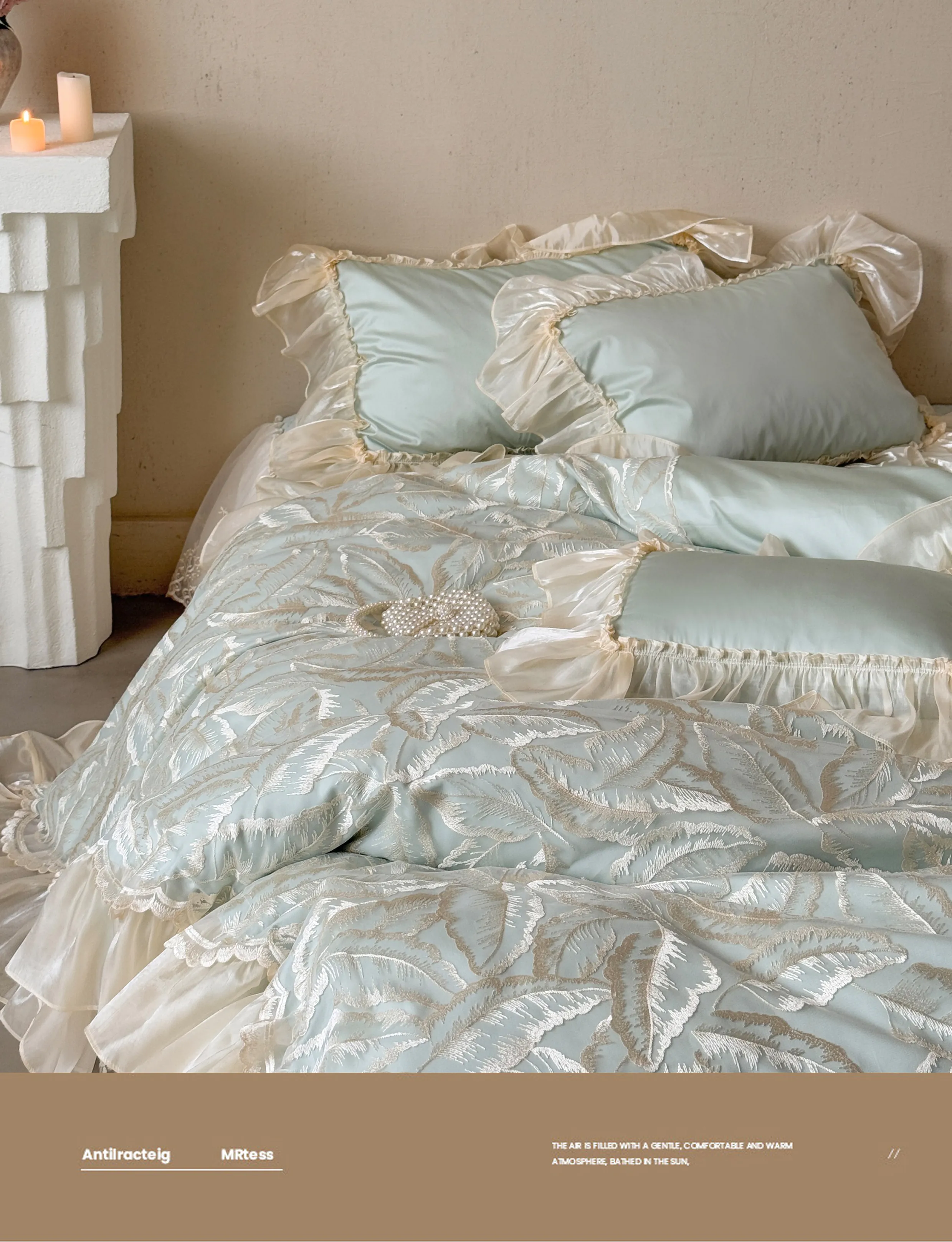 Soft-100S-Egyptian-Cotton-Leaf-Jacquard-Pleated-Ruffle-Duvet-Cover-Set10