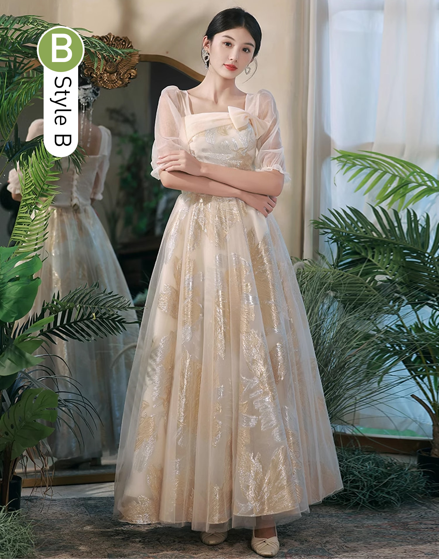 Sweet-French-Style-Bridesmaid-Dress-Party-Gown-with-Short-Sleeves18