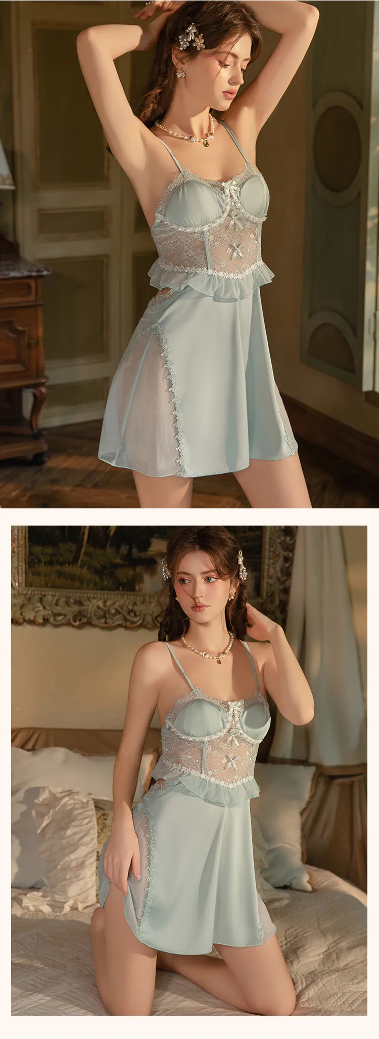 Womens-Sexy-Backless-Removable-Pads-Sheer-Lace-Satin-Nightgown18