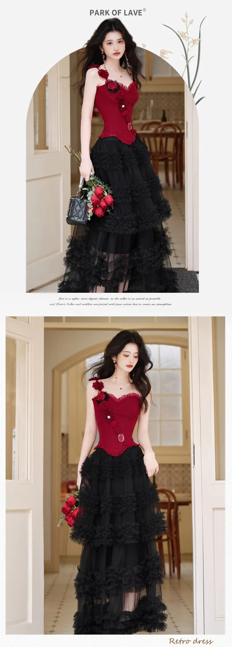 Gothic-3D-Rose-Floral-Corset-Cami-Top-with-Tiered-Ruffled-Tulle-Skirt-Set09